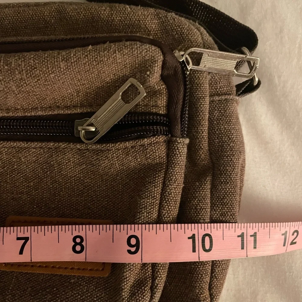 Cotton Canvas Crossbody Bag Sport (Sz  10x8”) Brown
